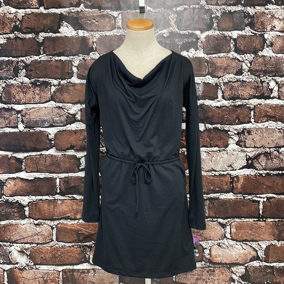Mountain Hardwear Dresses & Skirts - Mountain Hardwear Dress Jersey Knit Draped Neck Black Drawstring Size XS